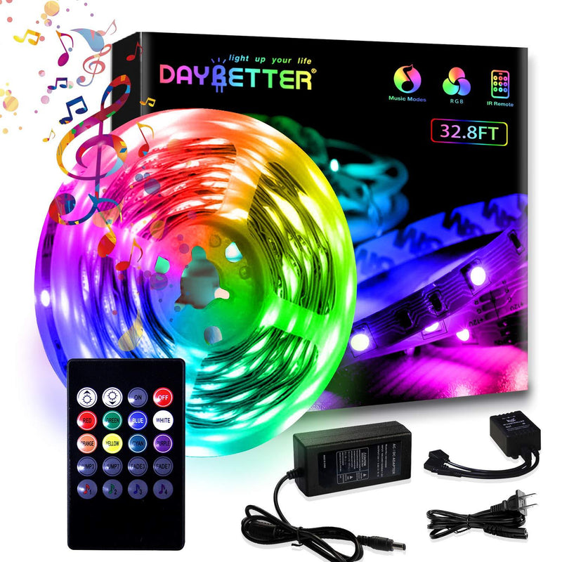Daybetter 32.8ft Led Strip Lights with Remote Control Sync to Music（1 Roll of 32.8ft) 32.8feet
