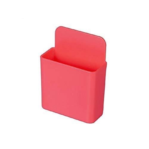 Wall Hanging Phone Remote Control Holder Container, Perforation-Free Home Bedroom Storage Box(Red 2)