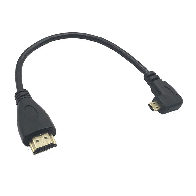 MMNNE 8INCH 90 Degree Angle Micro HDMI Male to HDMI Male Cable Connector (Black Right Angled) Black Right Angled