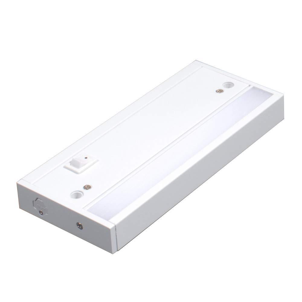 LED Under Cabinet Lighting Fixture, Hardwired or Plug in, Warm White (2700K), 8 inch, 5.3W, 265lm, Linkable, On/Off Switch Included, ETL & Energy Star Listed, 120V, White Finished, T4S-08-WH-927