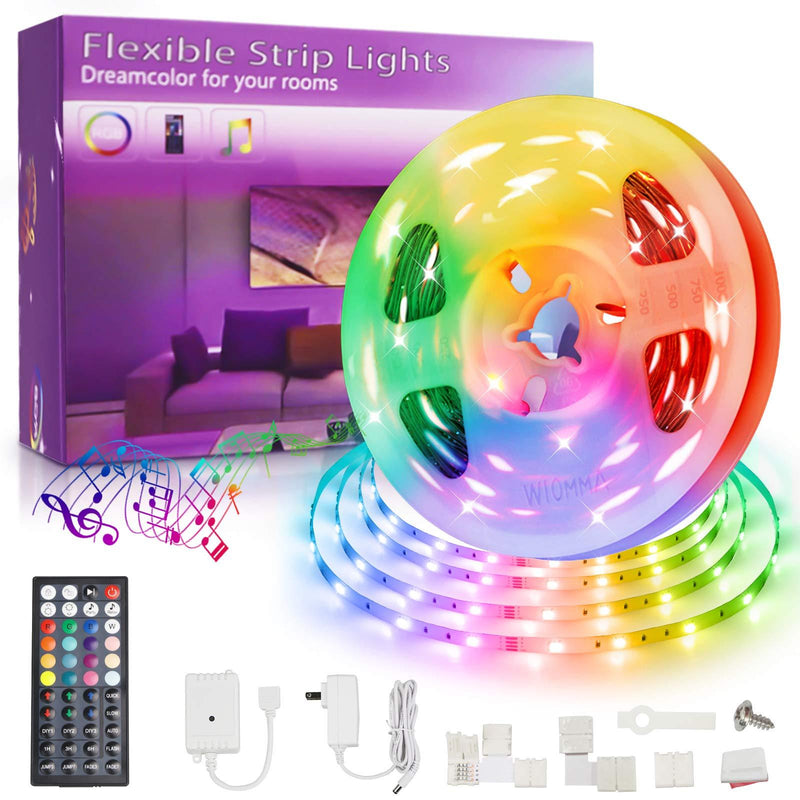 [AUSTRALIA] - 16.4ft LED Strip Lights, Music Sync Dimmable LED Strip Lights, 5050 RGB Color Changing Flexible LED Strip Lights with 44 Keys Remote & 12V Power Adapter,LED Tape Light Ideal for Party, Home Decoration 