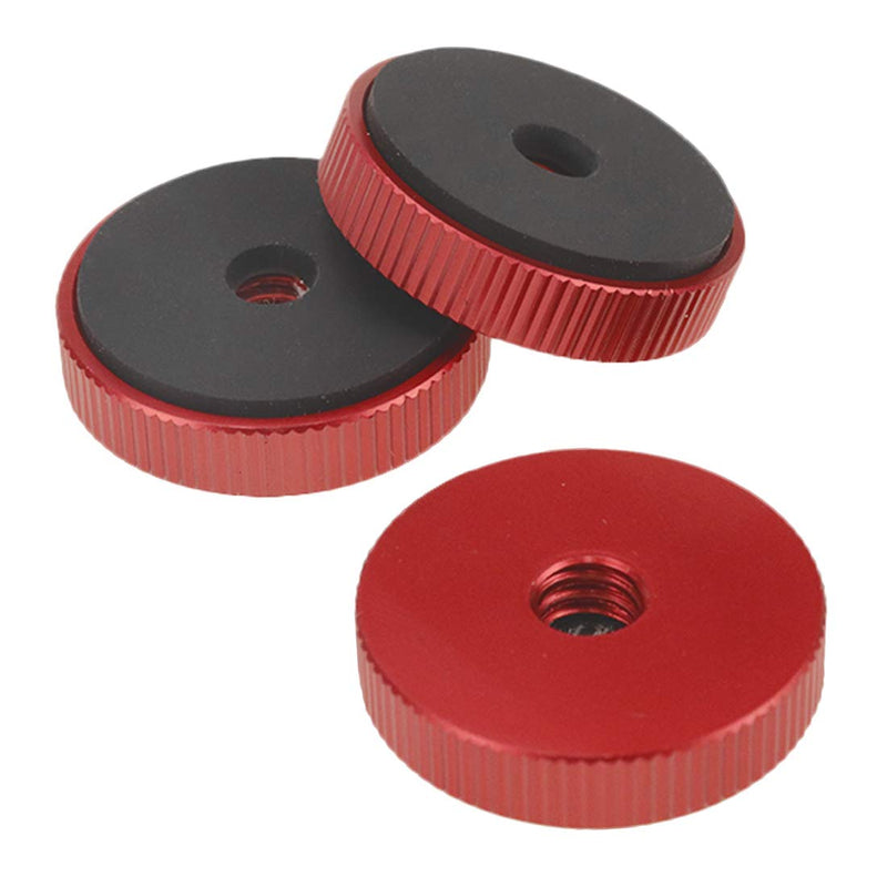 Sscon 3Pcs 1/4'' -20 Female Thumb Wheel Lock Nut Adapter,Red Color Red