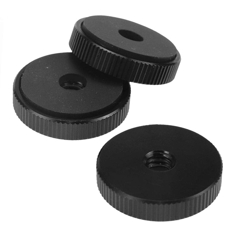 Sscon 3Pcs 1/4'' -20 Female Thumb Wheel Lock Nut Adapter,Black Color Black