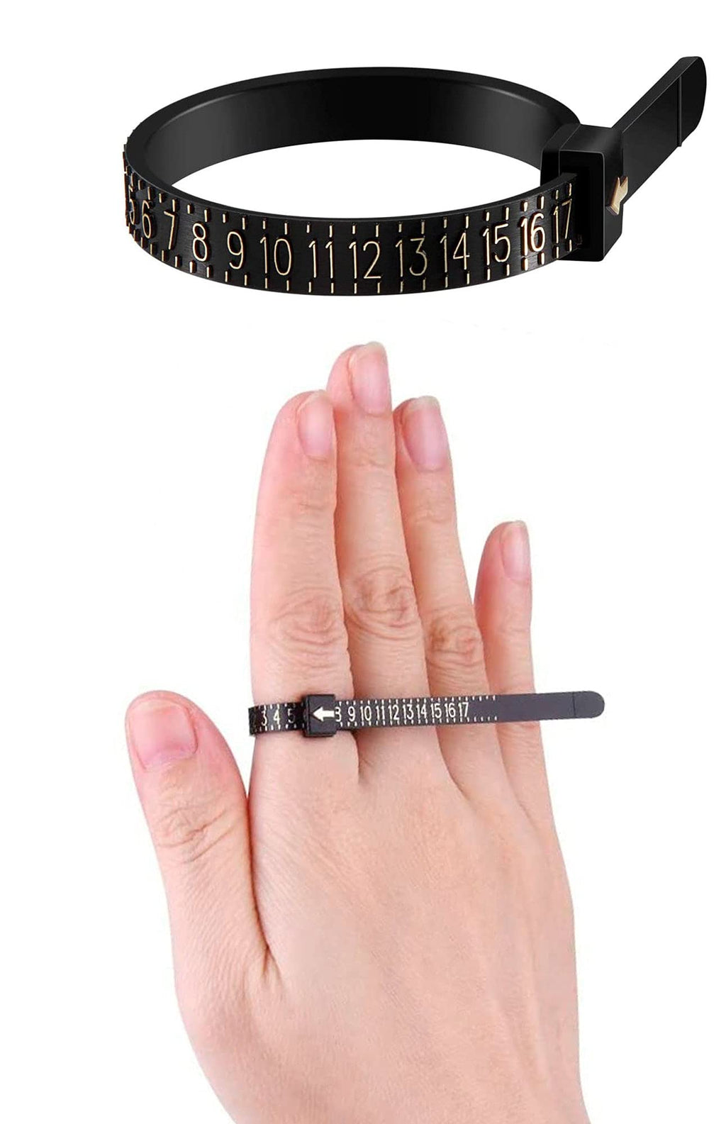 2 Pcs Ring Sizer Measuring Tool US & UK Reusable Finger Size Measuring Set Ring Gauge for All Type of Rings 2