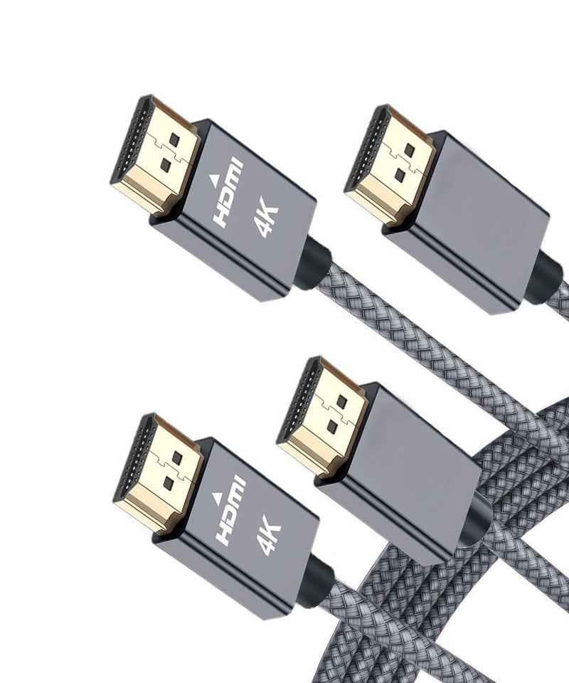 4k 60Hz HDMI Cable 6.6FT/2M (2 Pack),18Gbps Ultra High Speed 2160P 1080P Braided HDMI 2.0 Cord for Apple TV,Roku,Samsung QLED,Sony LG,Nintendo Switch,Playstation,PS5,PS4,Xbox One Series X Gray