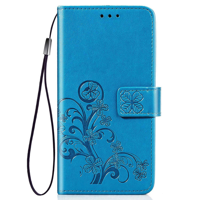 Supdigital Galaxy A21 Wallet Case, [Flower Embossed] Premium PU Leather Flip Protective Case Cover with Card Holder and Stand for Samsung Galaxy A21 2020 Release (Blue) Blue