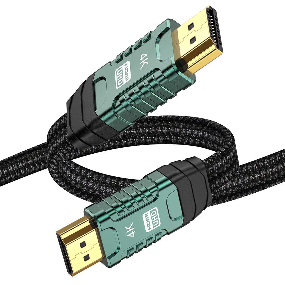 4K HDMI Cable 10ft, Oldboytech Highspeed HDMI 2.0 Cable (4K 60Hz, 18Gbps) Flat HDMI to HDMI Braided Cord Supports Ethernet 3D and Audio Return ARC, UHD, HDR, 1080p, 2160p(Green) 10 feet green