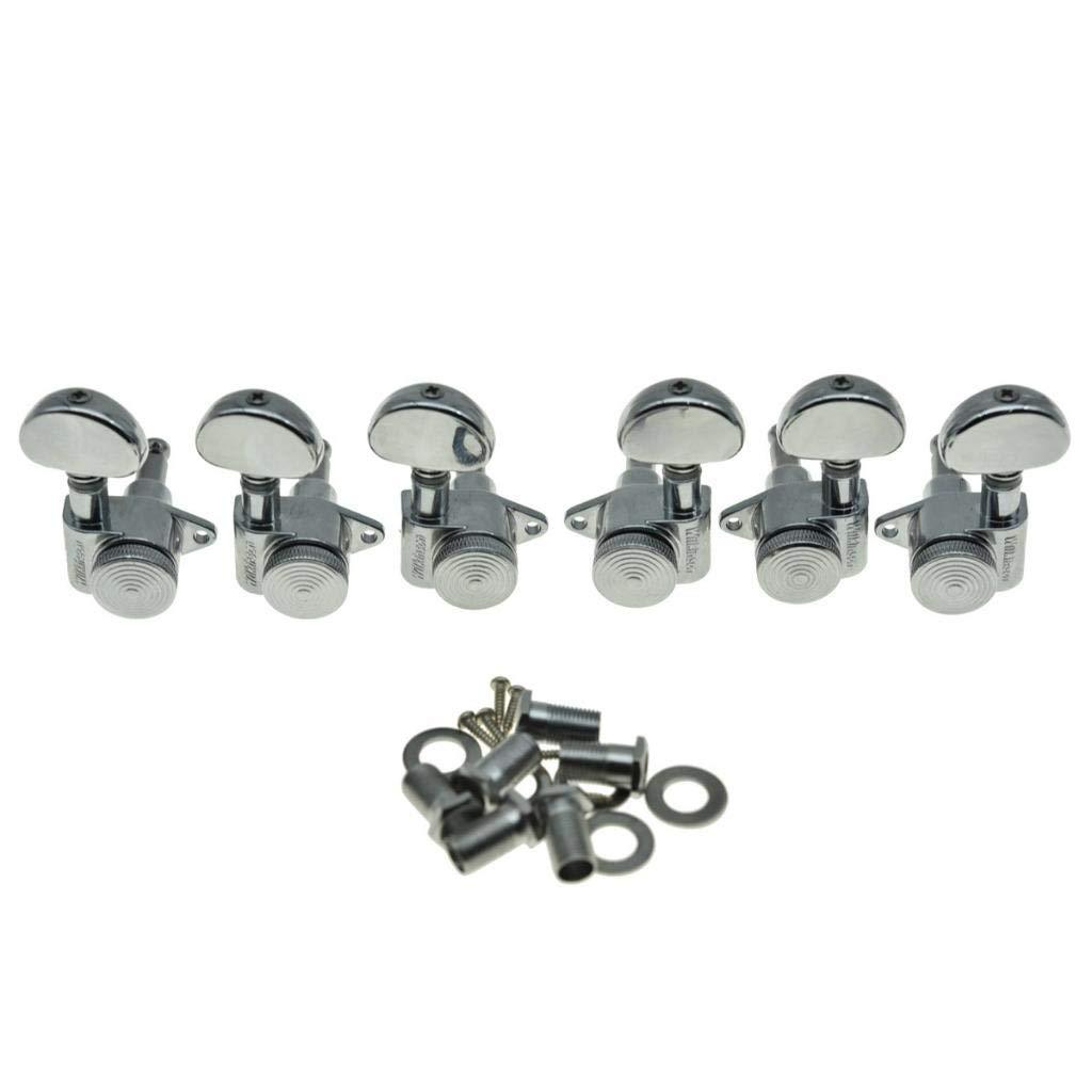 Wilkinson Locking Tuners 3x3 ROTO Style Full Size Locking Guitar Tuners Tuning Keys Pegs Guitar Machine Heads for Gibson or Acoustic Guitars Chrome