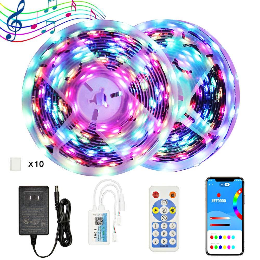 [AUSTRALIA] - YUNBO Dreamcolor WS2811 Addressable RGB LED Strip Lights, 32.8ft Bluetooth APP and RF Remote Controlled Digital Programmable Rainbow LED Strip Lights Kit for Bedroom Living Room Home Decoration Dream Color Rgb 