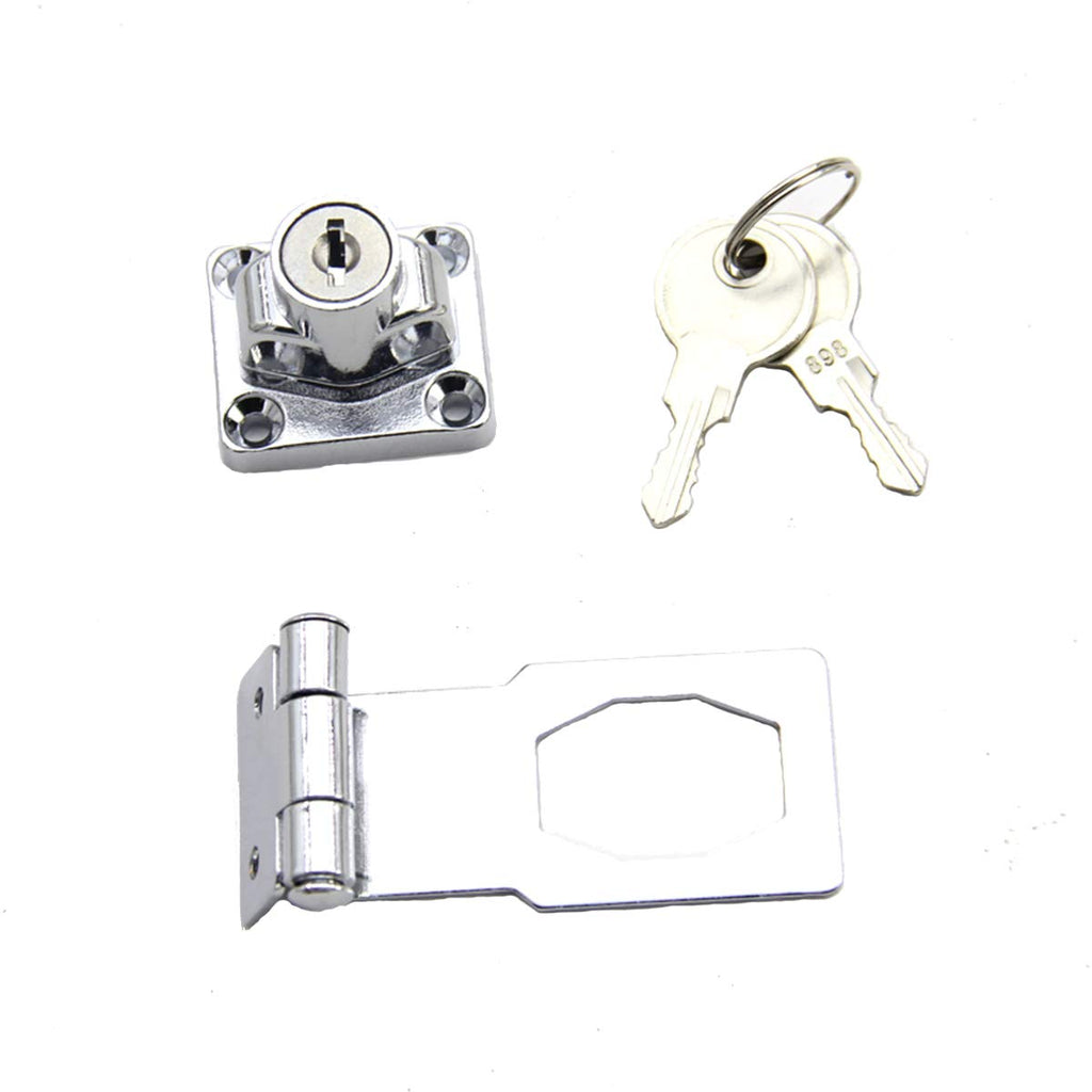 90 Degree Angle Twist Knob Keyed Locking/Hasp Locks,2.5",Hasp for Small Doors, Cabinets and More(with Screws and Keys)