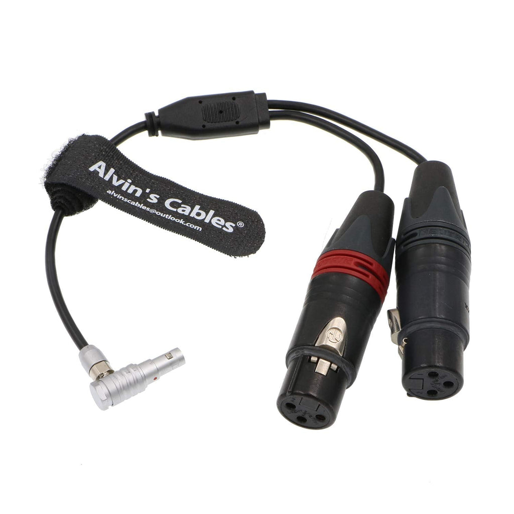 Alvin's Cables Right Angle 5 Pin Male to Two XLR 3 Pin Female Audio Input Cable for Z CAM E2 Camera Right Angle 5pin