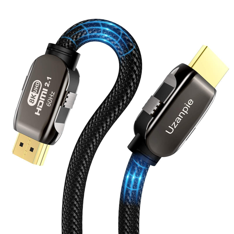 8K HDMI 2.1 Cable, Uzanpie 8K HDMI Cable 6.6FT, Ultra HD 48Gbps HDMI Cord 2.1 High Speed HDMI Cable 8K60 4K120 eARC HDR10 4:4:4 HDCP 2.2&2.3 For Play-station 5/PS5/4/3 X-box, Ro-ku/Fire/So,ny/L-G TV 2M/6.6FT Black