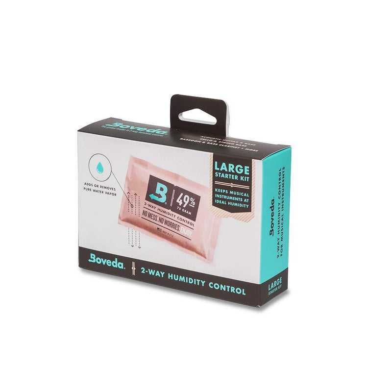 Boveda for Music | 2-Way Humidity Control Large Starter Kit for Fretted/Bowed Wood Instruments | Includes (4) Size 70 Boveda 49% RH and (2) Double Fabric Holders | 1-Count Large Kit (4 Size 70)