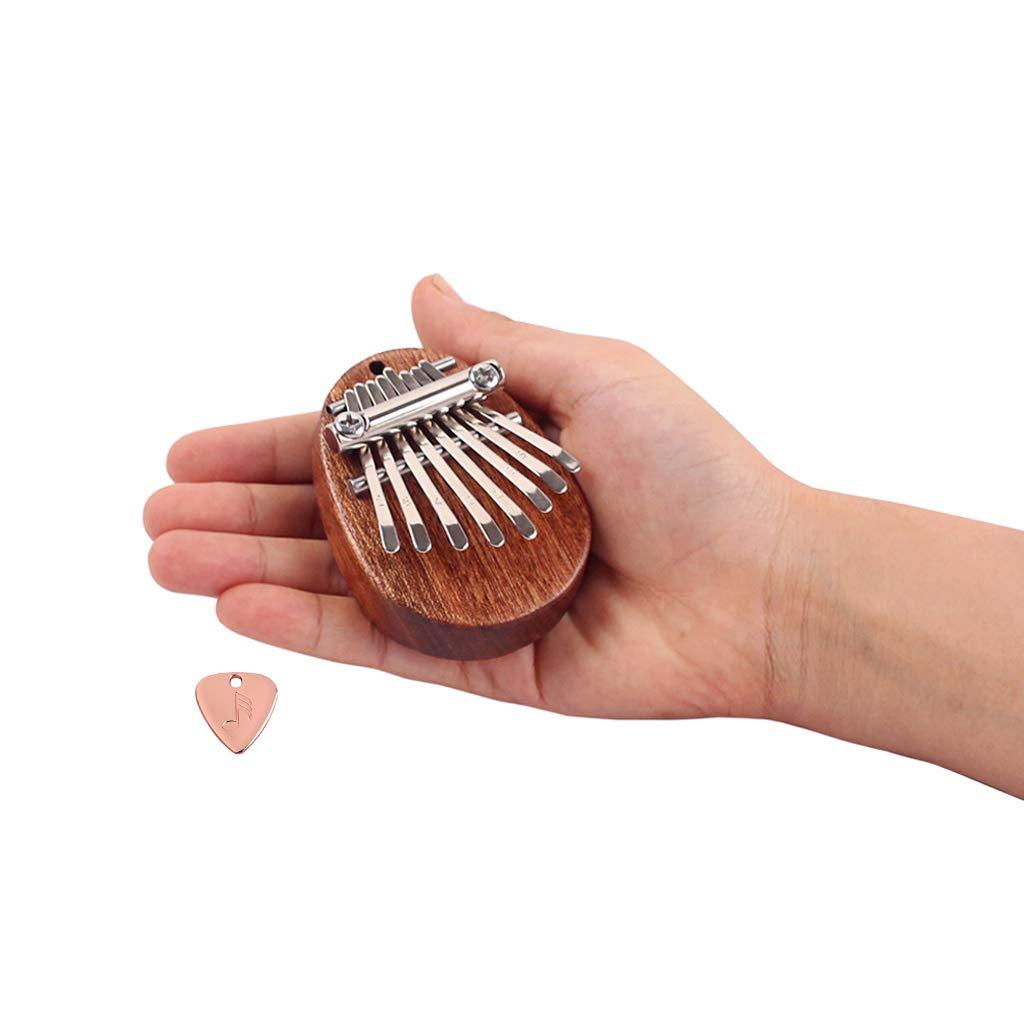 Alnicov 8 Key Mini Kalimba Wood Mahogany Finger Thumb Piano Musical Good Accessory Pendant Gift