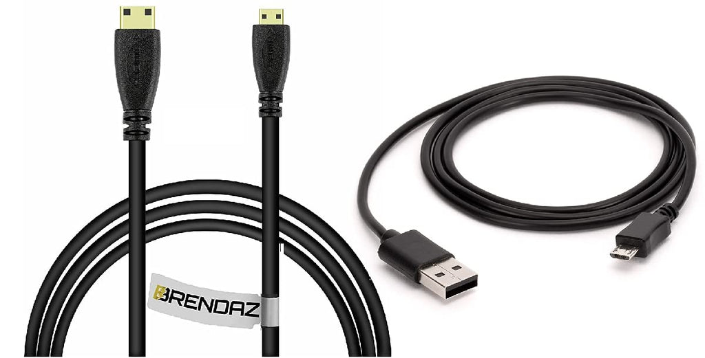 BRENDAZ HDMI Micro Connector Cable and Micro USB Cable Cord Combo Compatible with Sony Alpha a6000 Camera. Charge, Data Transfer, View on Display.