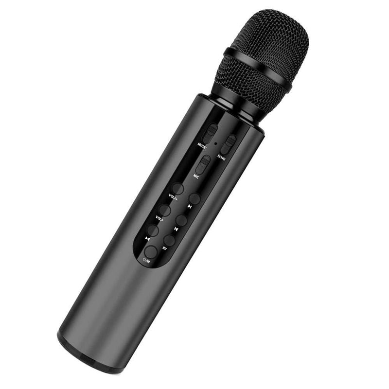 [AUSTRALIA] - ALPOWL Wireless Bluetooth Karaoke Microphone with Sound Card, 4-in-1 Portable Handheld Karaoke Mic Machine Christmas Birthday Home Party for Android/iPhone/PC or All Smartphone (Black) Black 