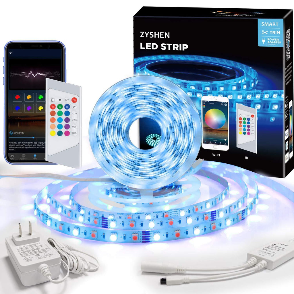 [AUSTRALIA] - ZYSHEN LED Strip Lights, 32.8ft 5050 LEDs RGBW Pure White LED Lights with 24 Keys IR Remote Control and UL Power Supply, APP Connection Music Sync LED Lights for Bedroom Kitchen Home and Party 