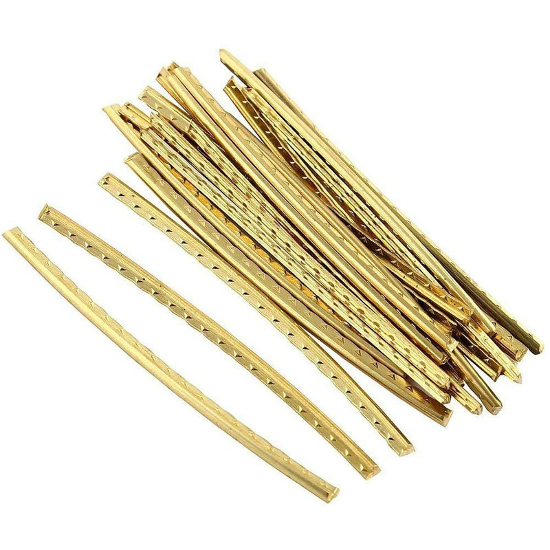 MUPOO 20Pcs Brass 2.0MM Frets for Strat Acoustic Classical Guitar Fingerboard Fret Wire Gold Tone 2.0mm, 20pcs