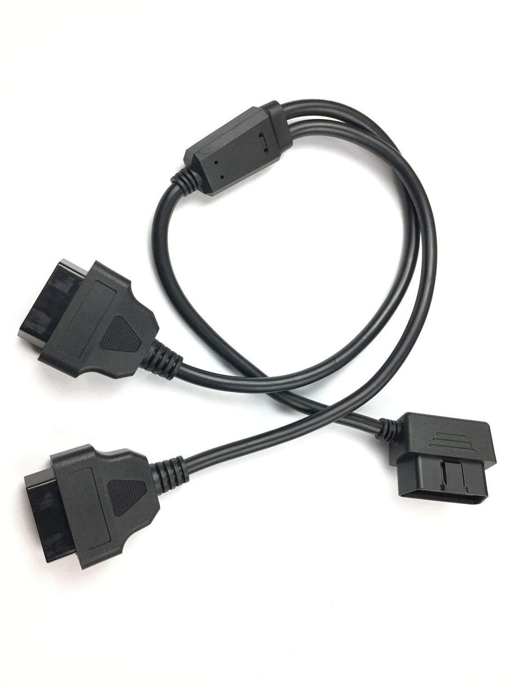 Right Angle OBDii Male to 2pcs OBDii Female Splitter Extension Cable 16pins 2ft/60cm