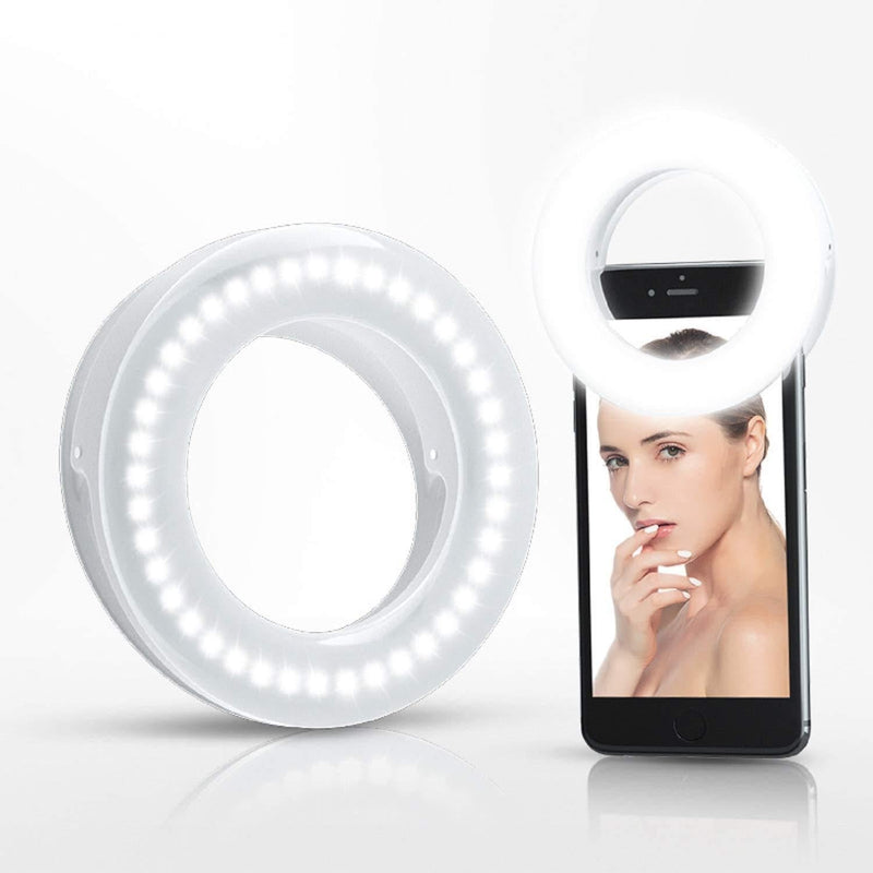 Selfie Ring Light [Rechargeable Battery], 3 Lighting Modes Adjustable Brightness Camera Circle Light Ring Light for Live Broadcast Makeup Photography Video etc Selfie Ring Light