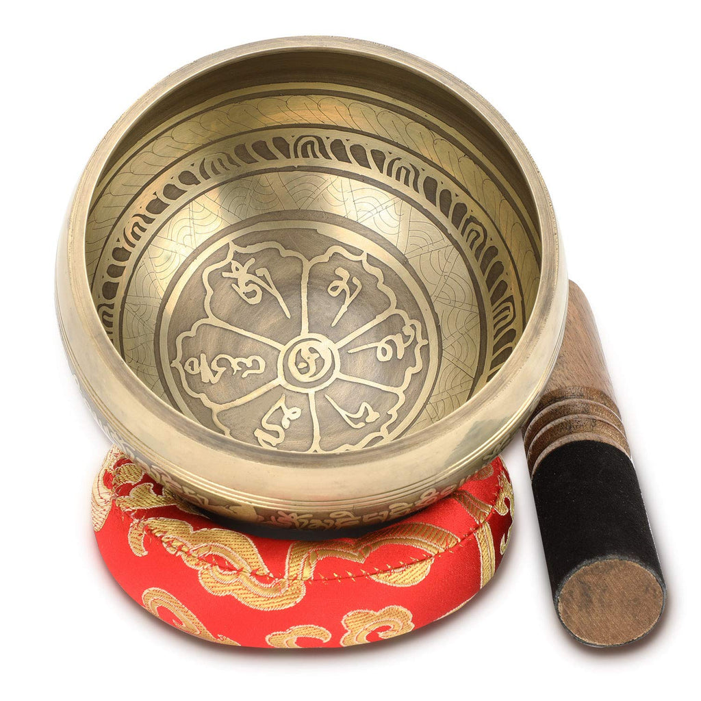 [AUSTRALIA] - Tibetan Singing Bowl Set, 4.5” Singing Bowl Tibetan Meditation Sound Bowl Set With Dual Surface Mallet and Silk Cushion,Promotes Peace, Chakra Healing & Mindfulness 4.5" 