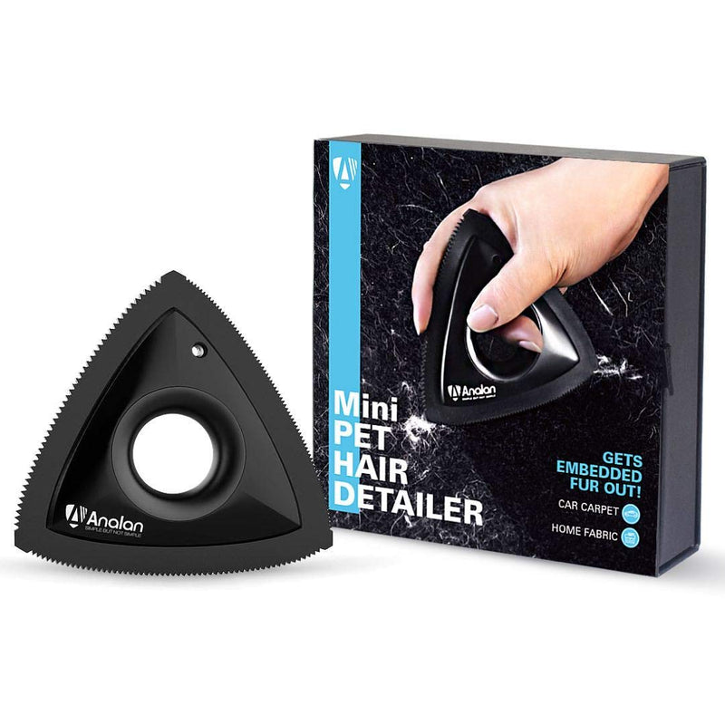 Analan Mini Pet Hair Remover for Car Detailing Supplies, Carpet Dog Hair Remover for Car Interior, Triangle Dog Hair Remover for Auto Detailing, Couch, Furniture, Lint, Carpet Matte Black