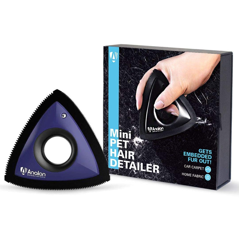 Analan Mini Pet Hair Remover for Car Detailing Supplies, Carpet Dog Hair Remover for Car Interior, Triangle Dog Hair Remover for Auto Detailing, Couch, Furniture, Lint, Carpet Midnight Blue