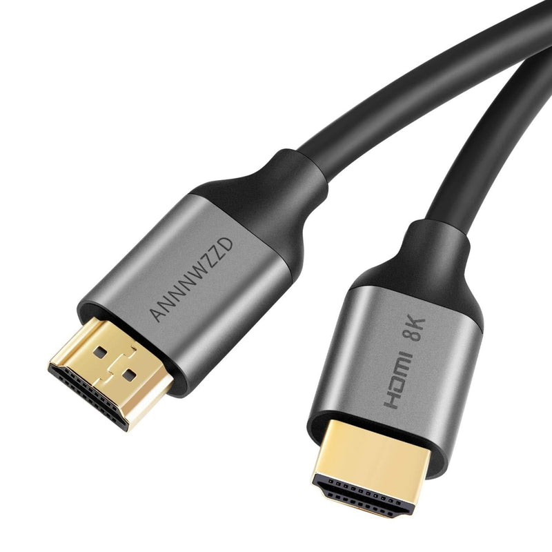 ANNNWZZD HDMI 2.1 Cable Real 8K HDMI Cable High Speed 48Gbps 8K@60Hz 7680P Vision, HDCP 2.2, 4:4:4 HDR (10ft, Black) 10ft