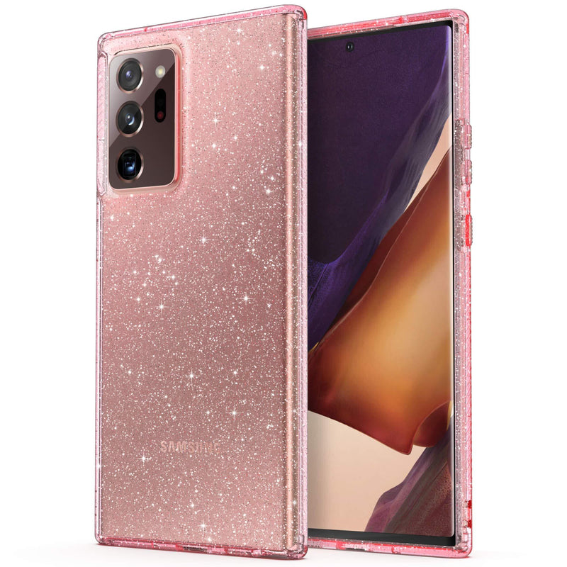 ULAK Galaxy Note 20 Ultra Case Glitter, Slim Stylish Bling Sparkle Designed Shiny Soft TPU Phone Protective Cover for Samsung Galaxy Note 20 Ultra 5G, Pink Glitter