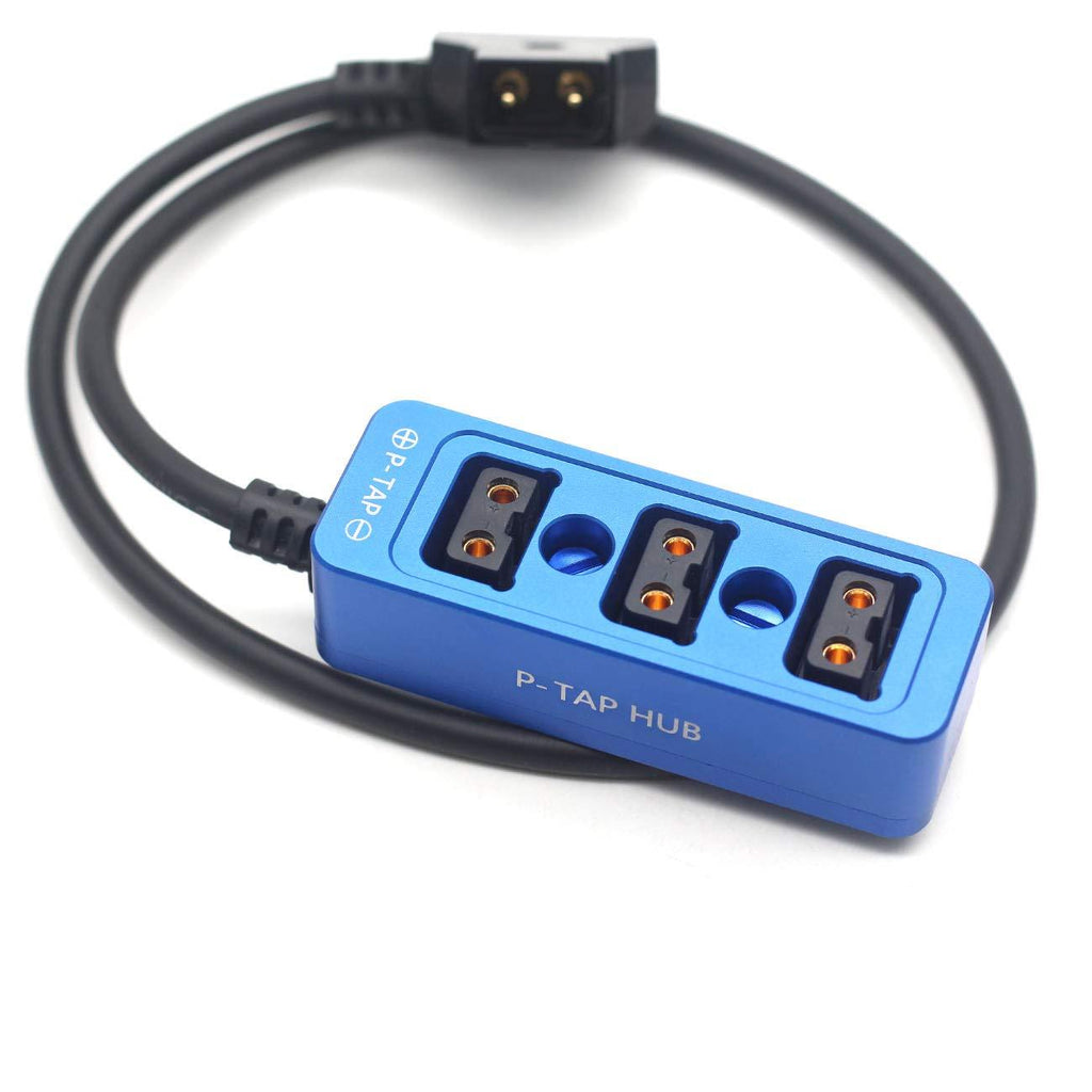 SZJELEN Metal Triple P-TAP D-tap Splitter,D-tap to 3ports D-tap P-tap Splitter Cable for Photography Power,Dtap Three-Way Splitter (Blue) Blue