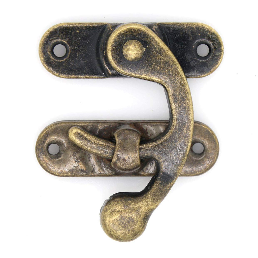 8 PCs Antique Brass Finish Decorative Latch Hook Hasp for Wooden Box Jewelry Chest Wine Case, Medium Size 8 2-23/64" * 2-3/32"