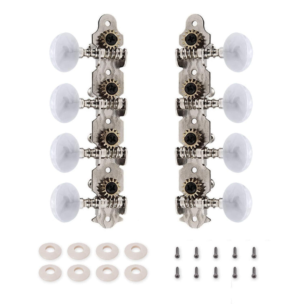 Mandolin Tuning Pegs, Open Knob, Clear Ends, Round Heads, Mandolin Tuning Machine, for 8 Strings Musical Instruments, Double Hole 4L 4R Mondolin Clear-open