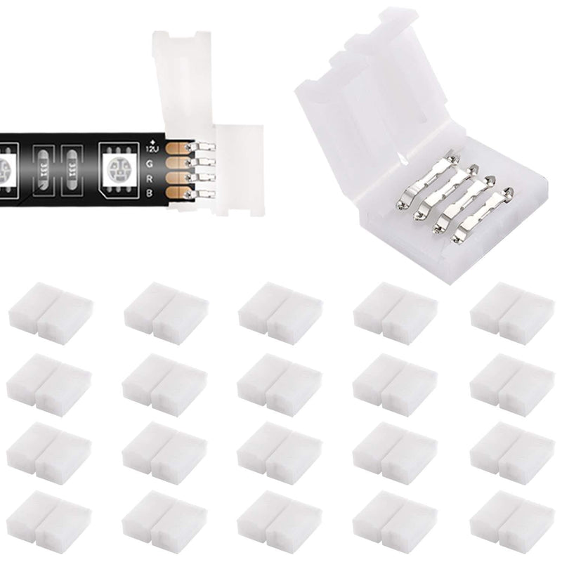 [AUSTRALIA] - 4 Pin RGB LED Light Strip Connectors 10mm Unwired Gapless for SMD 5050 Multicolor LED Strip (20Pcs) 