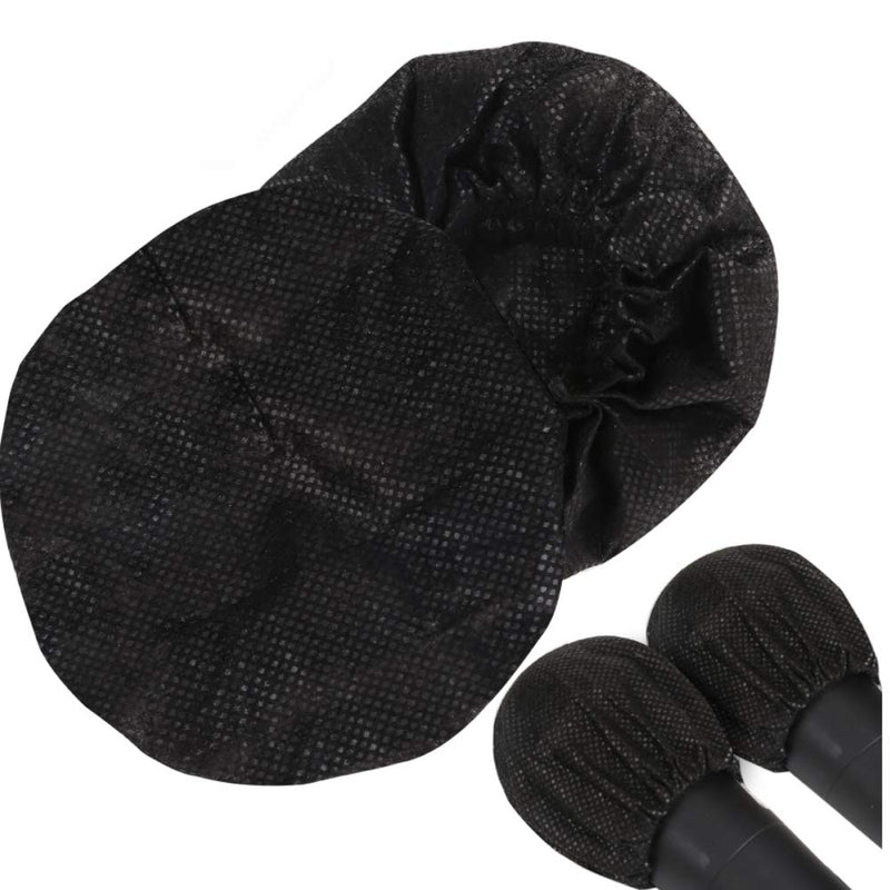 200 Pcs Disposable Microphone Cover Non-Woven, Clean and No-Odor Windscreen Mic Covers, Perfect Protective Cap for Most Handheld Microphone Black