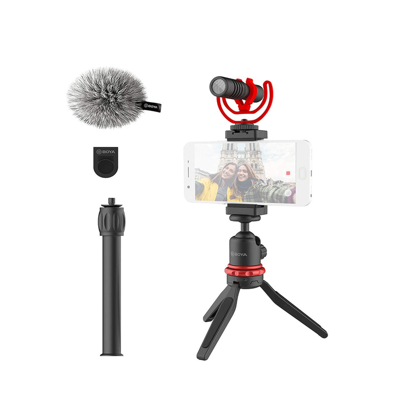 BOYA BY-VG330 Microphone Tripod,Smartphone Video Microphone Kit,Phone Clip MIC Mount Boya by-MM1 kit for Smartphone DSLR Camera PC Vlog Live Studio Video Accessories,Vlogging Kit for YouTube TikTok