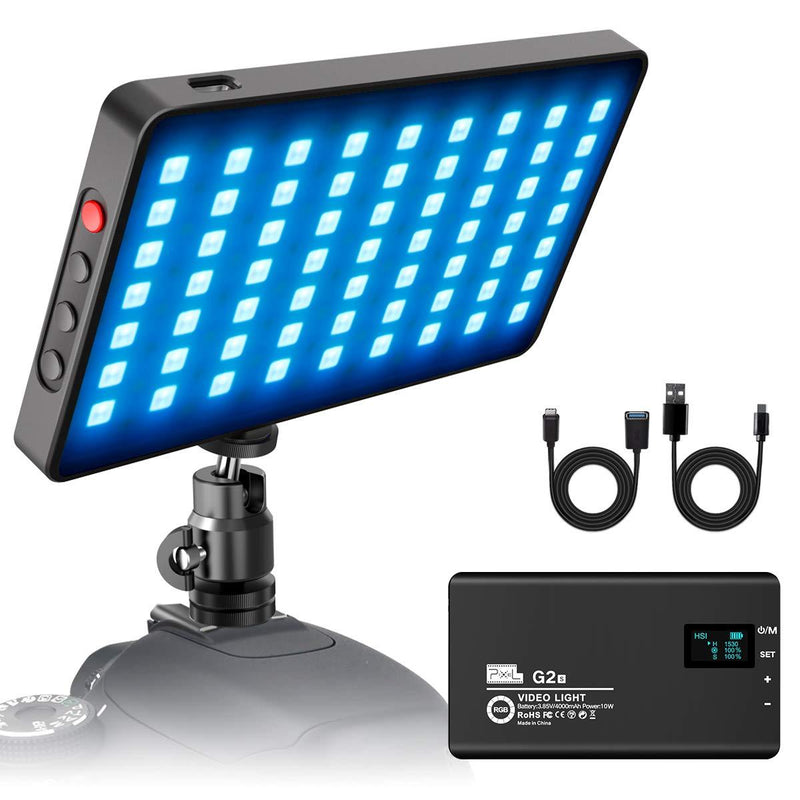 RGB Video Light, Pixel Led On Camera Pocket Light with Built-in 4000mAh Rechargeable Battery/0-1530 °/ 2500k-8500k/10 Simulation Light Effect/TLCI 97+/ Aluminum Alloy Body Video Light for Photography