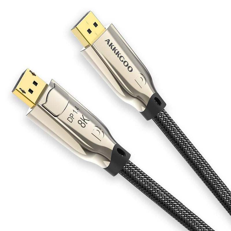 AKKKGOO 8K DisplayPort Cable 1.6ft Ultra HD Gold-Plated DisplayPort 1.4 Male to Male Nylon Braided Cable Zinc Alloy Shell, Support 7680x4320 Resolution, 8K@60Hz, 4K@144Hz, 32.4Gbps, HDP, HDCP (0.5M) 1.6ft/0.5m