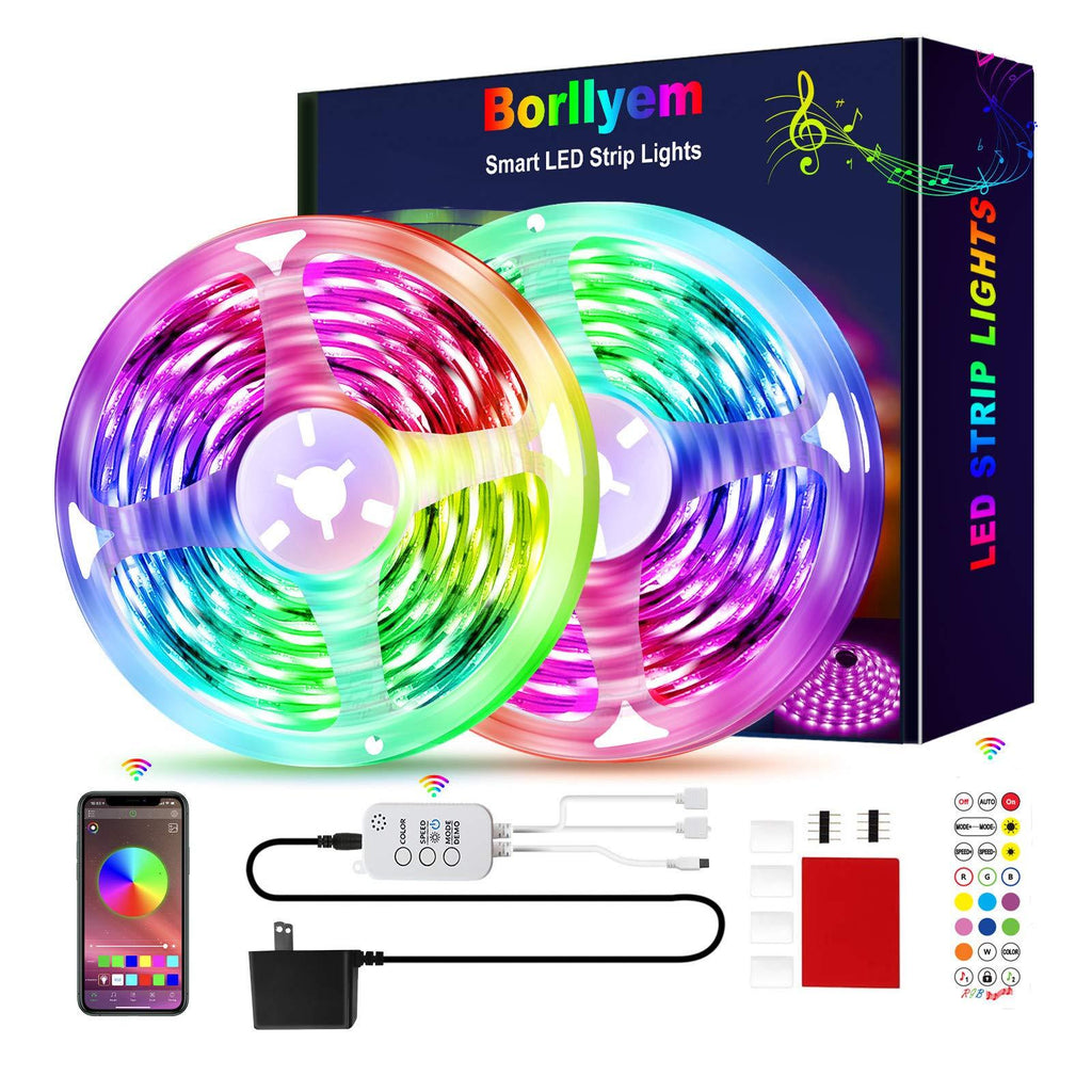 [AUSTRALIA] - Borllyem Led Strip Lights 32.8 Feet, Music Sync Led Lights Strip Colors Changing Rope Lights with Remote App Control Led Lights for Home Party 