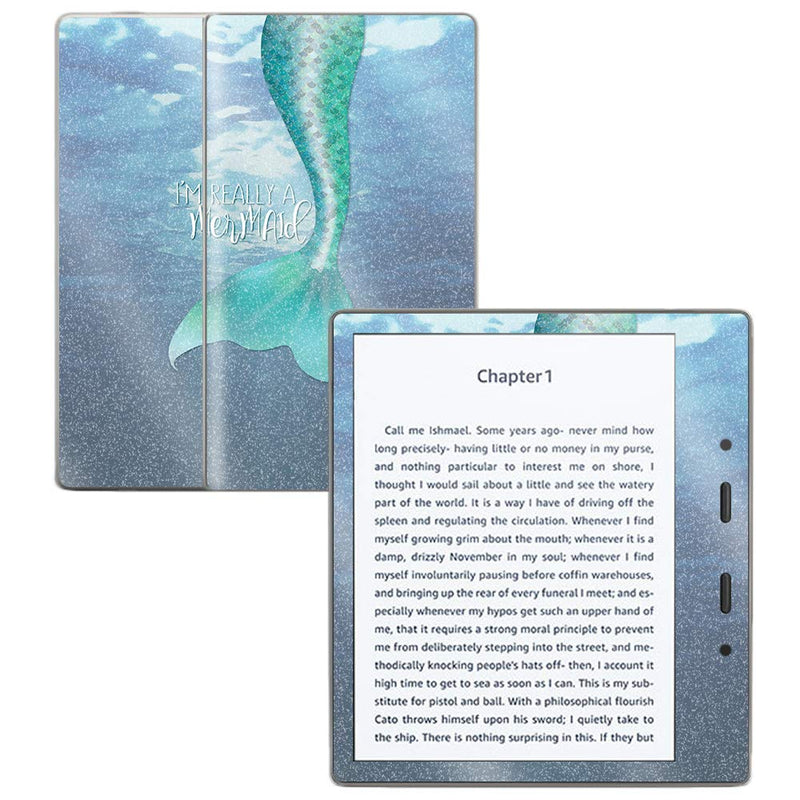 MightySkins Glossy Glitter Skin for Amazon Kindle Oasis 7" (9th Gen) - Im Really A Mermaid | Protective, Durable High-Gloss Glitter Finish | Easy to Apply, Remove, and Change Styles | Made in The USA