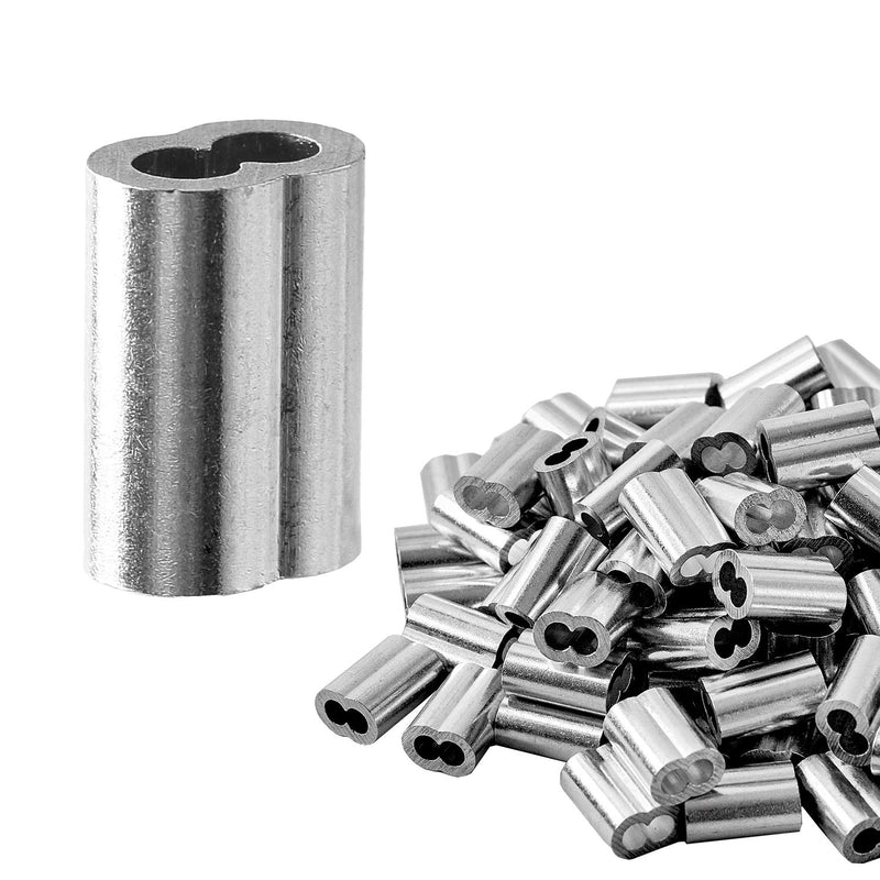 1/8" 100PCS Aluminum Crimping Loop Sleeve for Wire Rope, Cable Ferrule 1/8" (3mm)