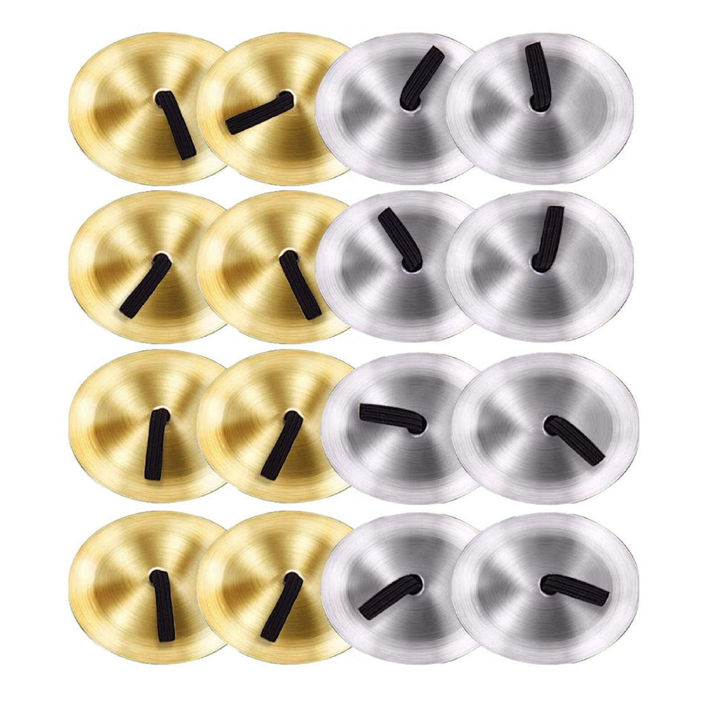 Finger Cymbals Musical Instrument - wuyule 16 Pack Belly Dancing Finger Cymbals Finger Zills Finger Gold Musical Instrument for Dancer Ball Party