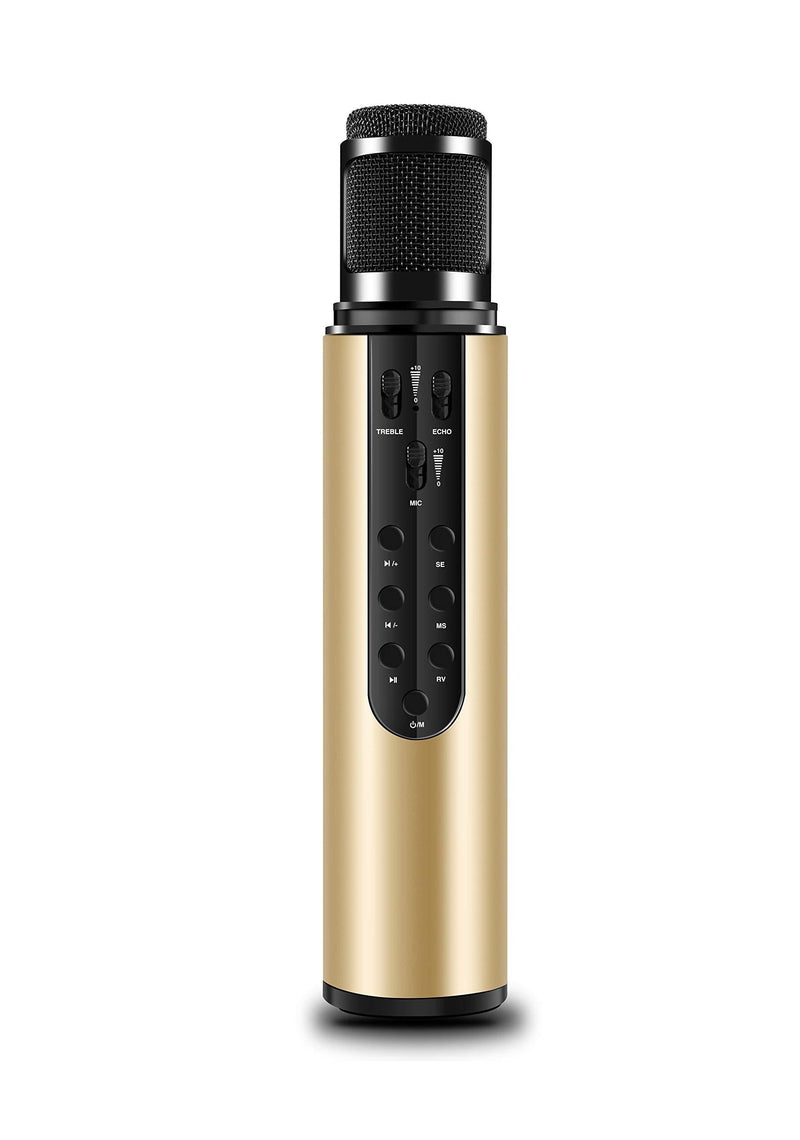 [AUSTRALIA] - Wireless Bluetooth Karaoke Microphone,2-in-1 Portable Handheld Karaoke Mic Speaker Machine Christmas Birthday Home Party for Android/iPhone/PC ，Best Gifts for Children and Friends Family  (Golden) Golden 