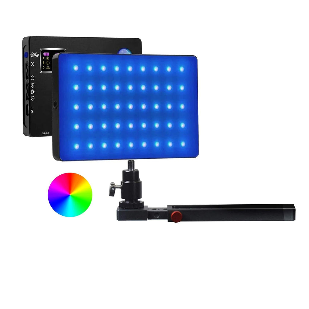 RGB Video Lighting for Live Stream YouTube Tiktok Zoom Meeting Photography LED Camera Light 4040mAh Battery 3200k-7500k USB-C Port black frame 1 pack