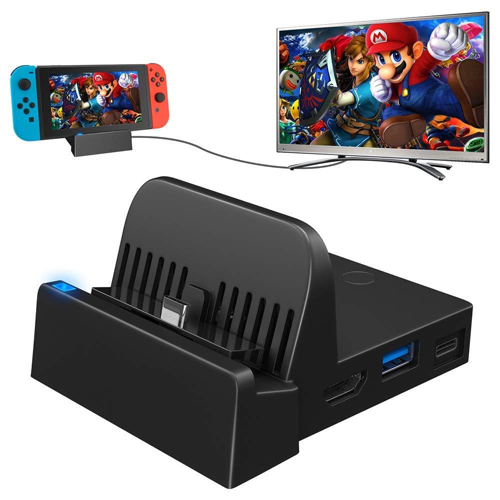 TV Docking Station for Nintendo Switch, WEGWANG Portable Mini TV Dock Station Replacement for Official Nintendo Switch with HDMI and USB 3.0 Port [2021 Upgraded Version] (HDMI CABLE IS NOT INCLUDED)