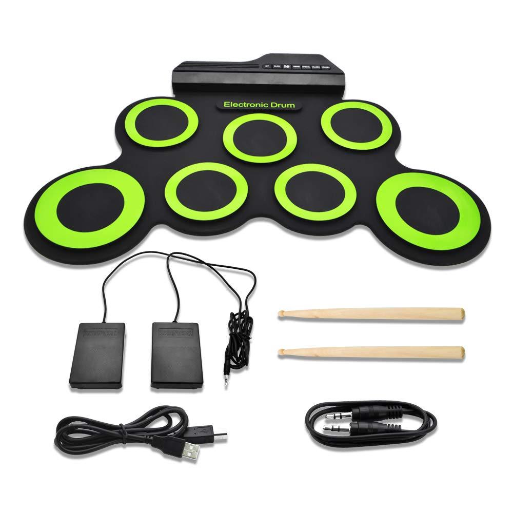 JoaSinc Electronic Drum Set, Roll Up Drum Practice Pad Midi Drum Kit Drum Pedals Drum Sticks Great Holiday Birthday Gift for Kids
