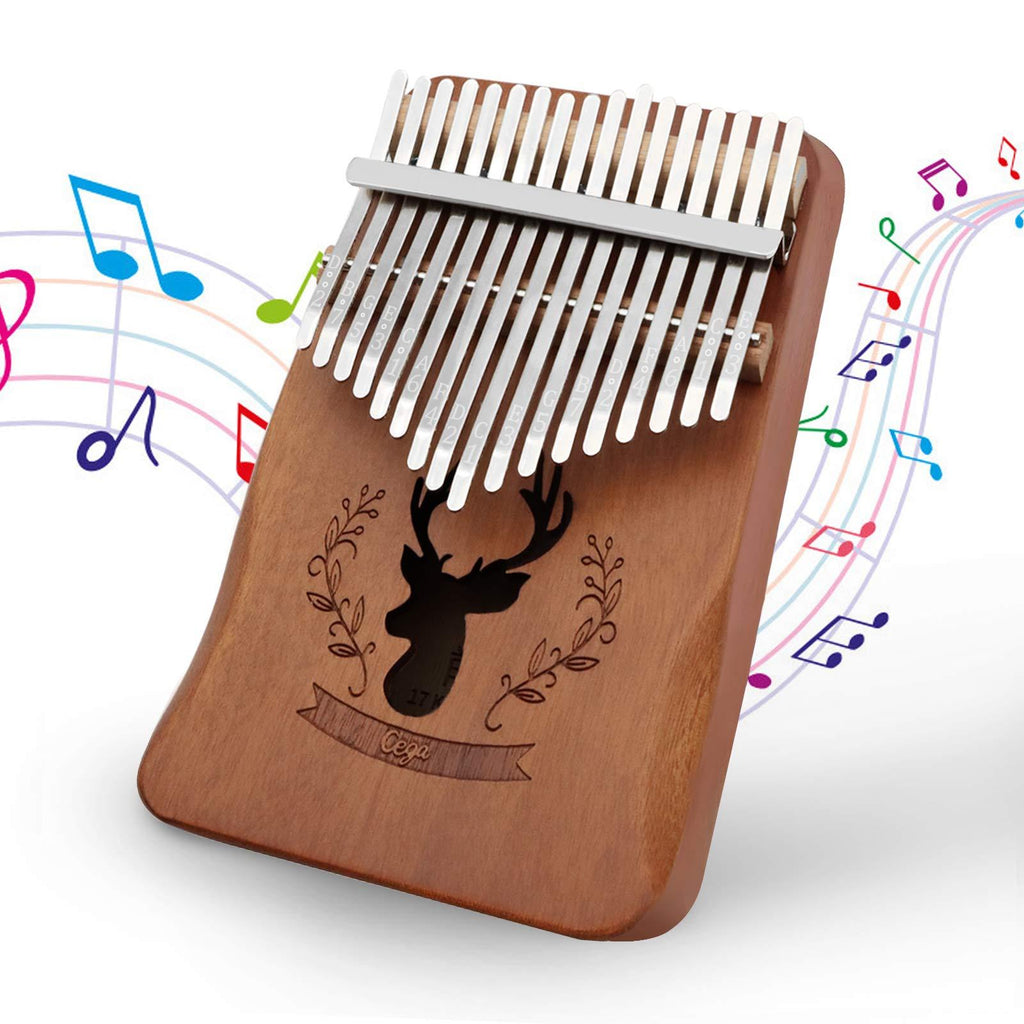 Reindeer Pattern Kalimba - 17 Keys kalimba Thumb Piano, High Performance Professional Musical Instrument Mbira Finger Piano with Tuning Hammer,Gifts for Kids and Adult Beginners (Brown)
