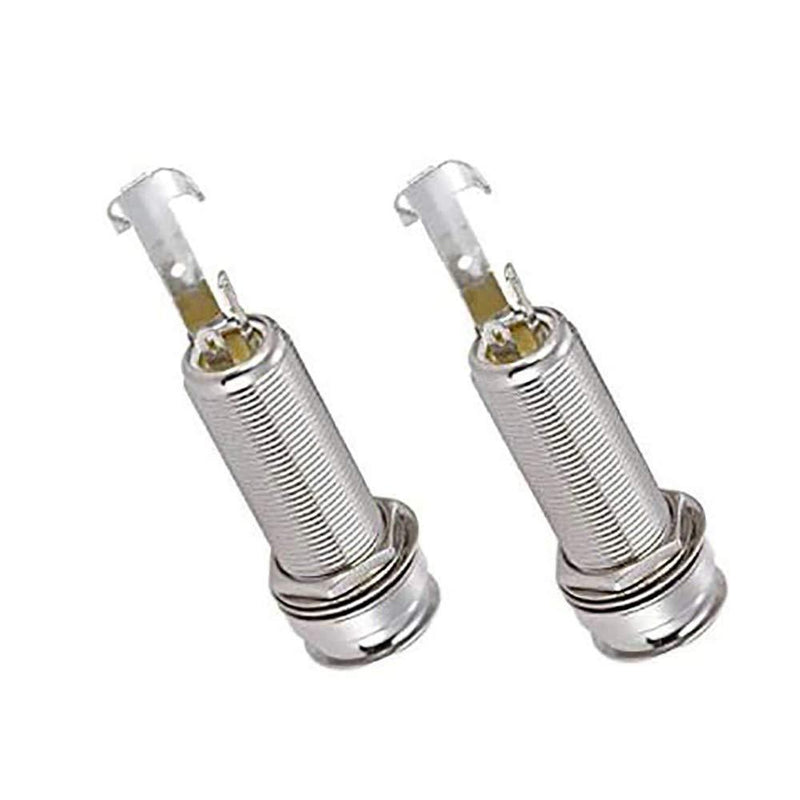 MUPOO 1/4" Stereo or Mono End Pin Output Button Endpin Jack Socket for Acoustic Electric Guitar Bass, Silver 2Pcs