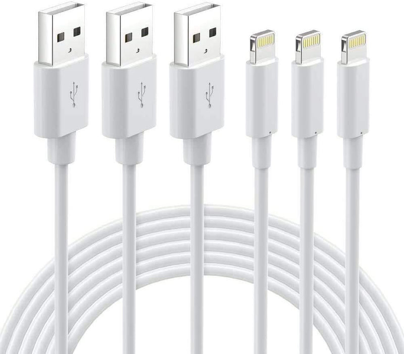 Lightning Cable MFi Certified - iPhone Charger 3Pack 3FT Lightning to USB A Charging Cable Cord Compatible with iPhone 13 12 SE 2020 11 Xs Max XR X 8 7 6S 6 Plus 5S iPad Pro iPod Airpods - White