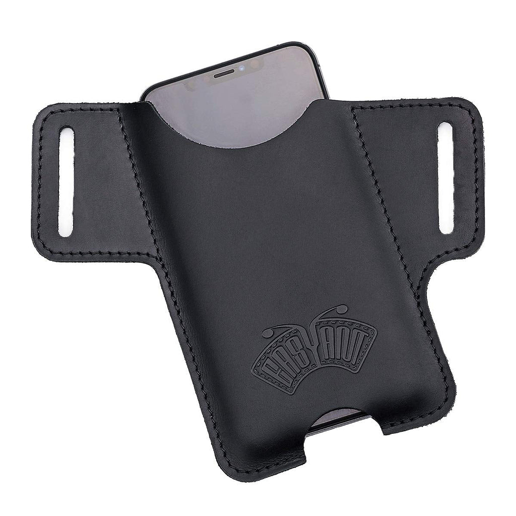 EASYANT Men Leather Phone Holster Universal Case Waist Bag Purse with Belt Hole Black