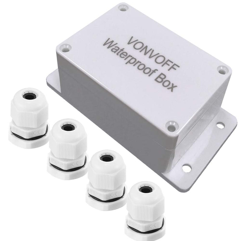 VONVOFF Electrical Box, Universal Junction Box,Dustproof Waterproof IP65 ABS Plastic Box,Enclosure with Fixed Hole and 4pcs x M16 Cable Gland,3.94 x 2.68 x 1.97 inch (100 x 68 x 50 mm)(white) 100 x 68 x 50 mm white